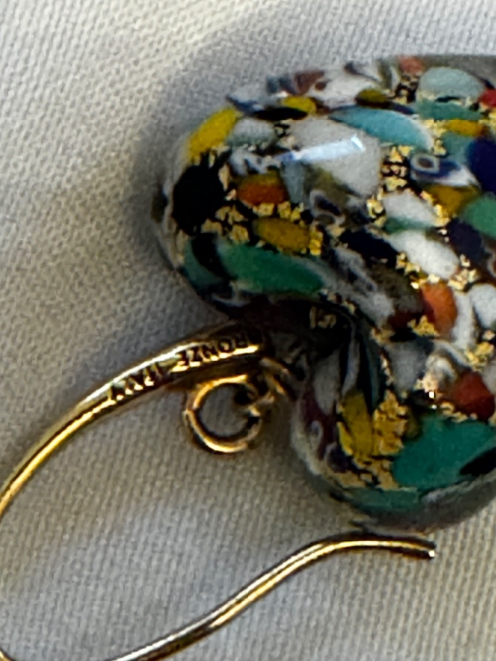 Murano Glass Heart Earings Gold Wires - Picture 9 of 11